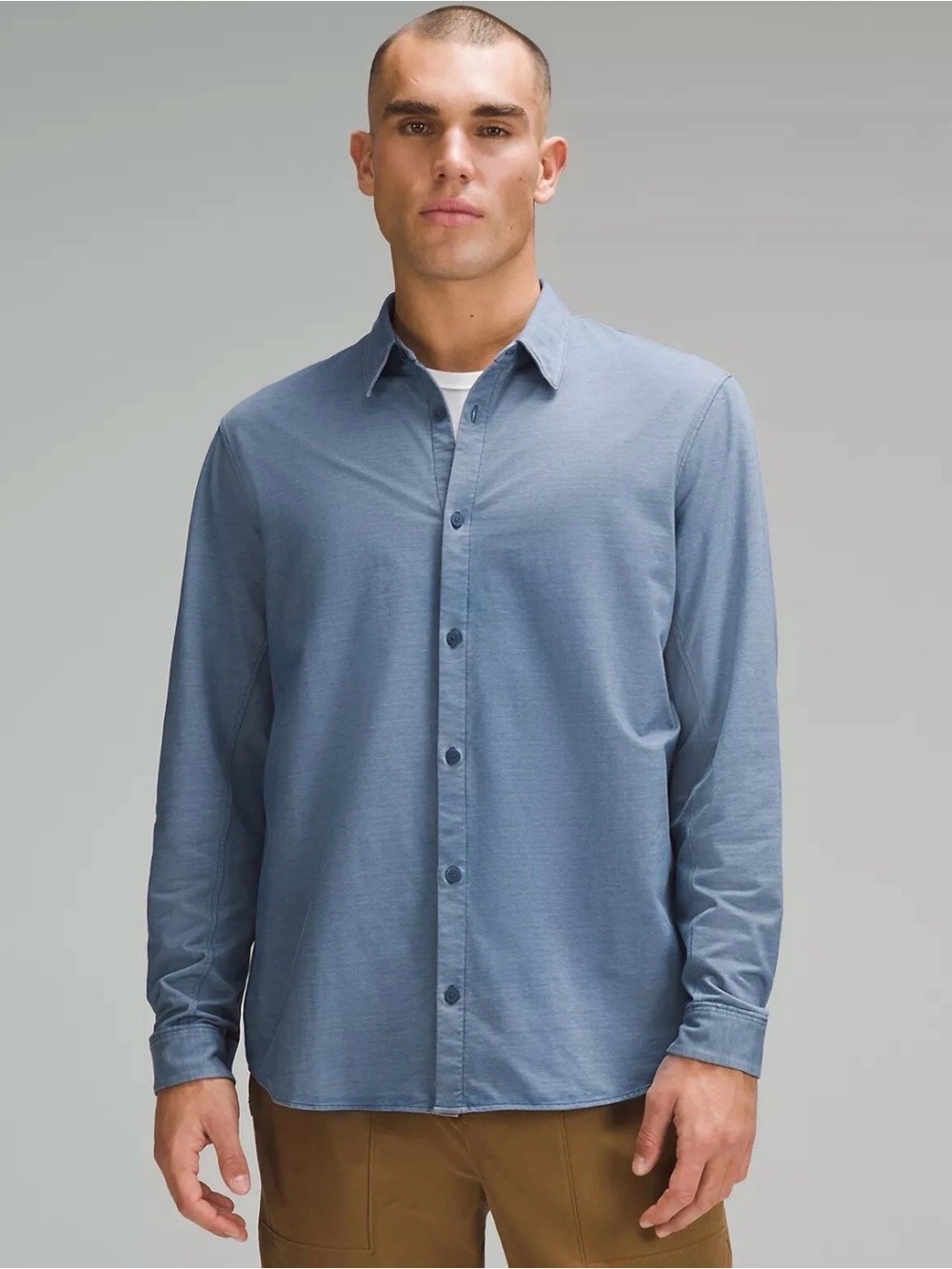 Lululemon Shirt Mens Large Blue Long Sleeve Commission Oxford Stretch Casual